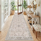 3x8 Hallway Runner Rug Washable Non-Slip – Boho Floral Soft Wide Carpet Runner by BYYVOORugsforYourHome