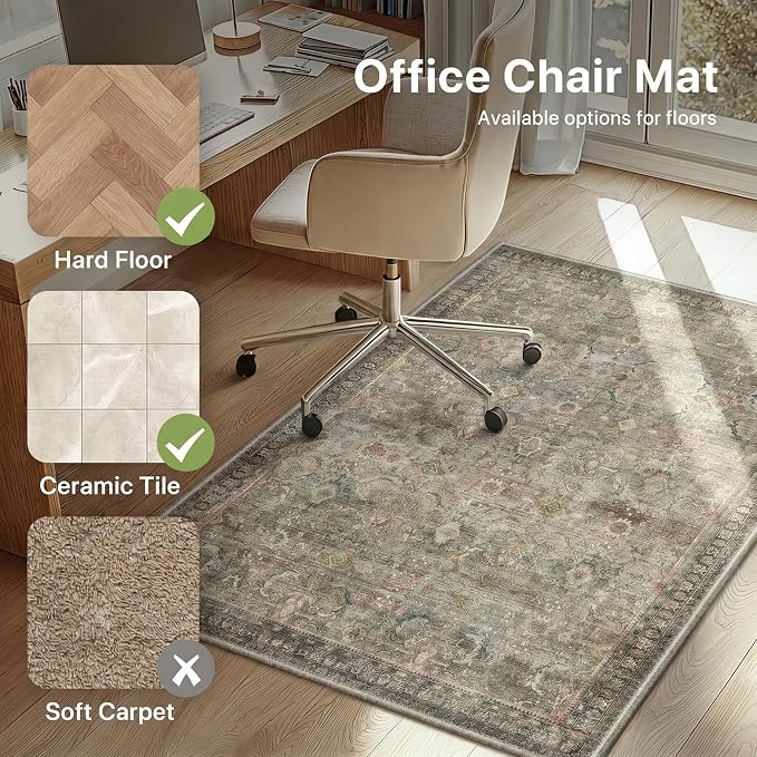 36"x60" Office Chair Mat for Hardwood Tile Floor, Under Desk Carpet Protector - Image 3