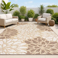 JONATHAN Y Floral Textured Weave Indoor Outdoor Area Rug 4X6 Brown/Cream by JONATHANY