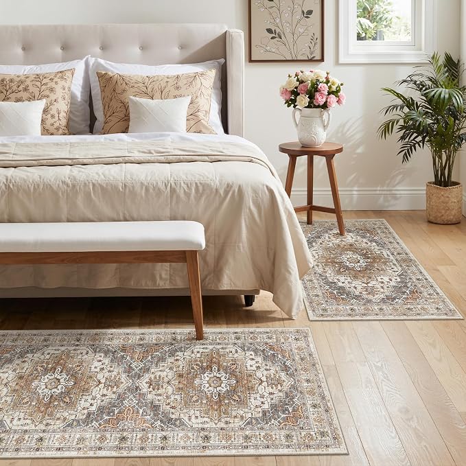 Madane 2-Piece Kitchen Runner Rug Set, Small Area Rug Non-Slip Vintage Door Mat - Image 3