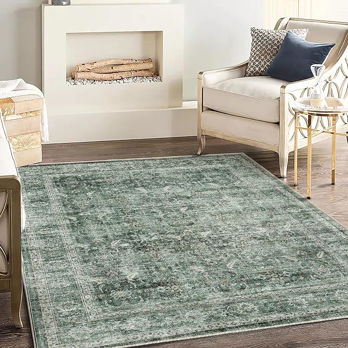CHAMPLANT Washable Area Rug 3'x5' Vintage Traditional Floor Cover Foldable Thin - Image 2