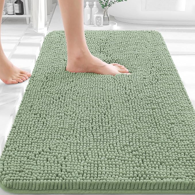 OLANLY Bathroom Rugs 36x24, Extra Soft Absorbent Chenille Bath Rugs, Rubber by OLANLY