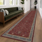 Hazo Haus Boho Washable 3x16 Extra Long Hallway Runner Rug, Burgundy Waterproof - Image 3