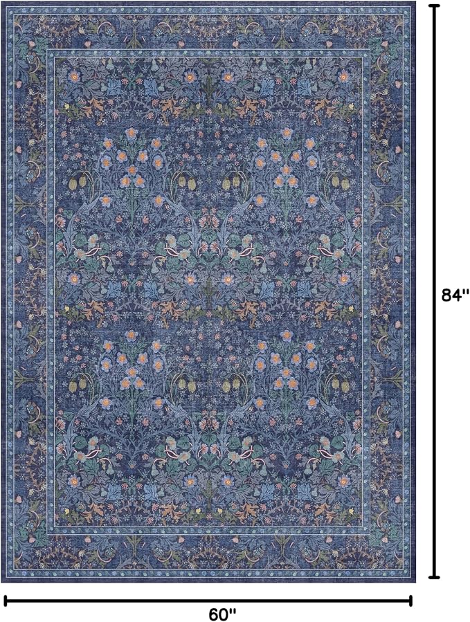 Dark Navy Blue Living Room Rug 5x7 Area Rug - Image 2