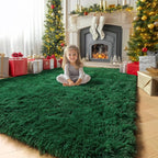 Amdrebio Dark Green Large Living Room Rug 6x9, Fluffy Area Rugs - Image 5