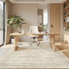Soalmost 5x8 Area Rugs Beige Low Pile Indoor Washable Trendy Faded Style Rugs - Image 4