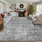 Latte&Fog 9x12 Area Rug for Living Room, Extra Large Vintage Grey Washable Rugs - Image 4