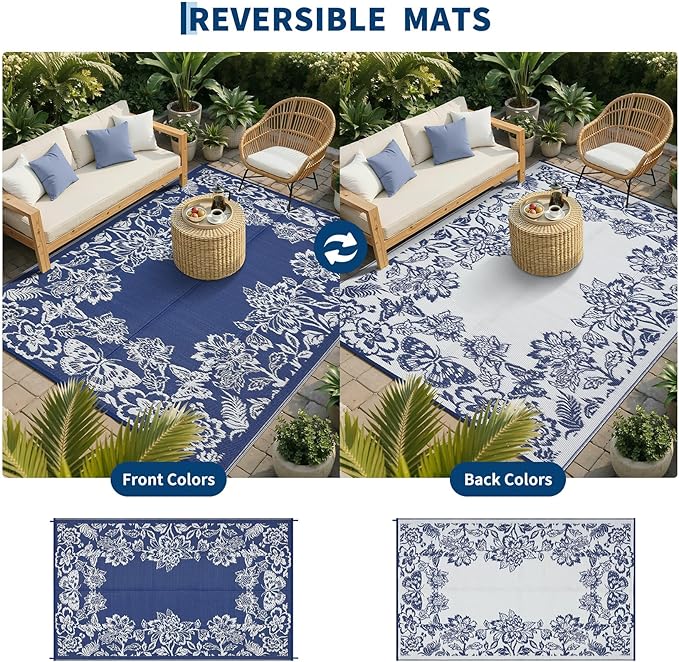 Garvee Outdoor Rugs 9' x 12’ Waterproof Reversible Mats, Large Area Plastic - Image 3