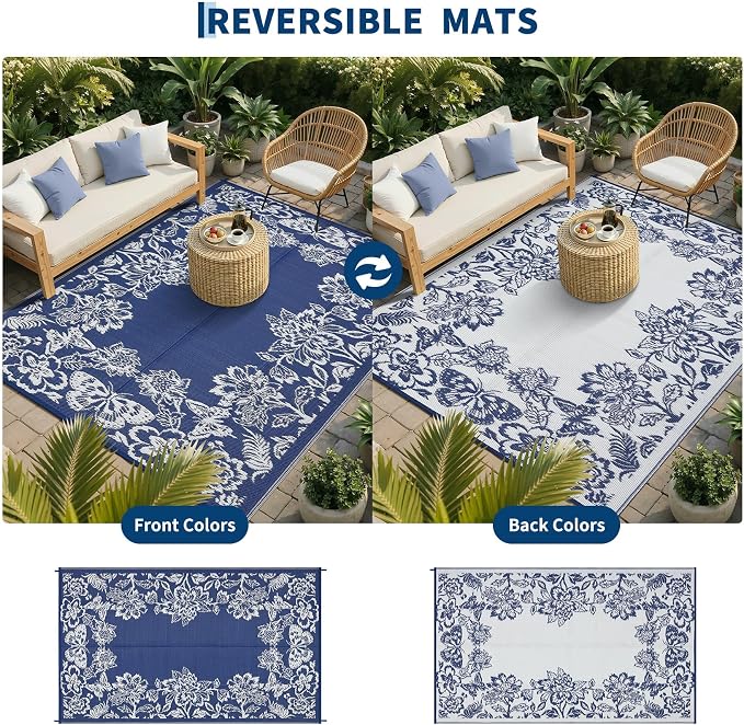 Garvee Outdoor Rugs 8’x10’ Waterproof Reversible Mats, Large Area Plastic Straw - Image 3