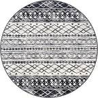 KUTA Washable Rugs Round 5Ft Black Navy Blue Boho Area Rug - Image 8