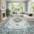 RELEANY Area Rugs Large 10'x12' Washable Non-Slip, Floral Vintage Distress by RELEANY