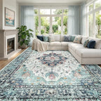 RELEANY Area Rugs Large 10'x14' Washable Non-Slip, Floral Vintage Distress by RELEANY
