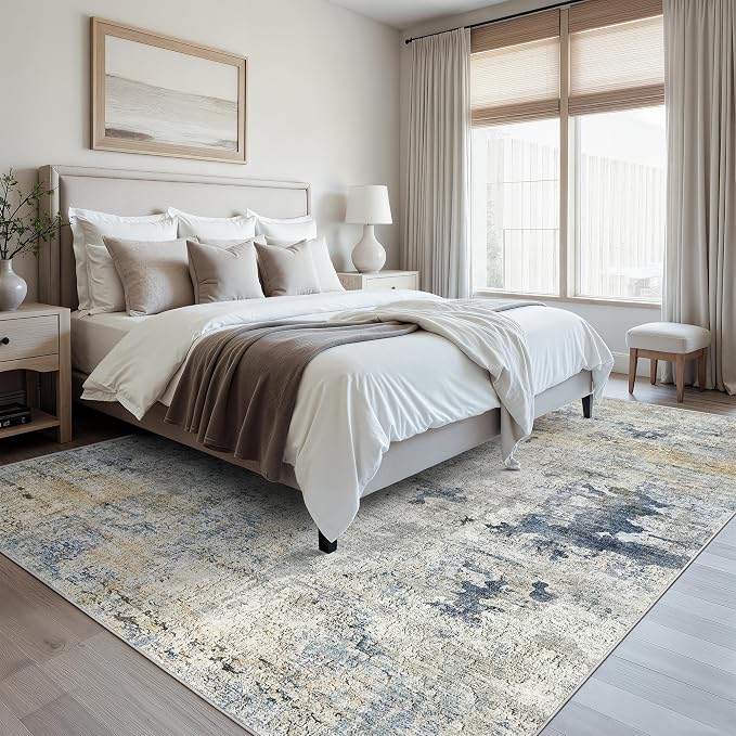 Soalmost Abstract Rug 8x10 Large Living Room Rugs Neutral Modern Washable Area - Image 4