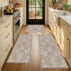 JTJ Washable Kitchen Rug Set of 3, Non-Slip Low Pile Mats in Calming Neutral by JTJ