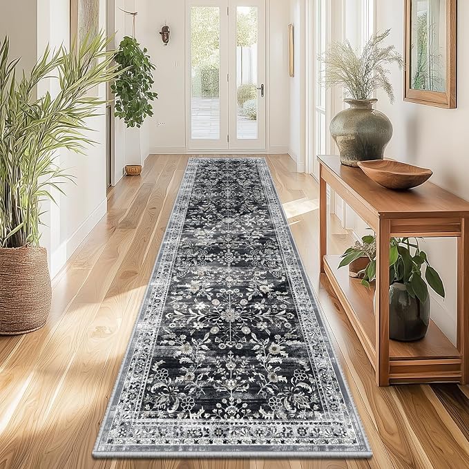 Yamaziot Washable Runner Rug 2x8 – Non Slip Boho Floral Hallway Runner Rug by Yamaziot