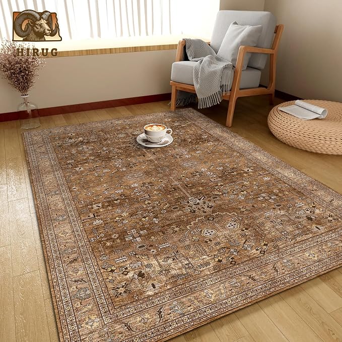 Washable Area Rug 5' x 7' Vintage Traditional Persian Mat - Image 4