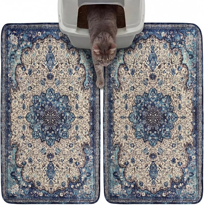 Hompet Cat Litter Mat 2 Pack, 19x30 Machine Washable Trapping Mats by Hompet