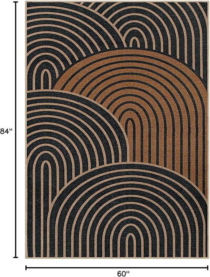 Lahome Enfys Modern Rainbow Easy Jute Carpet, Washable Rugs 5x7 - Image 2