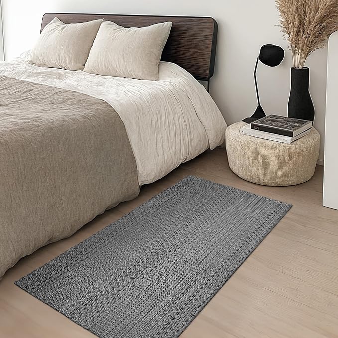 2' x 4' Entryway Rug, Boho Small Area Rug, Machine Washable, Woven Rug by MatEssenz