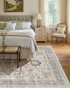 10x12 Vintage Area Rug: Washable Neutral Soft Non Slip Thin Large Floor Carpet - Image 3