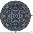 5ft Round Dark Blue Rug for Entryway Indoor, Soft Washable Circle Throw Rug for - Image 2