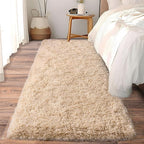Soft Runner Rugs for Bedroom Hallways, 2x5 Beige Fluffy Shag Throw Area Rug Non by Ailyei