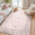 RELEANY Area Rugs 5'x8' Washable Non-Slip, Floral Vintage Distress Medallion by RELEANY