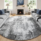 Round Rugs 8ft Washable Grey Circle Area Rug by Acapet
