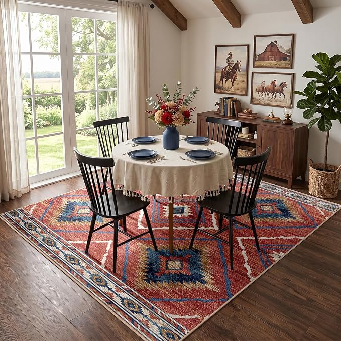 BESTSWEETIE Area Rug 8x8 Rug Machine Washable Non-Slip Low Pile Print Pattern by BESTSWEETIE