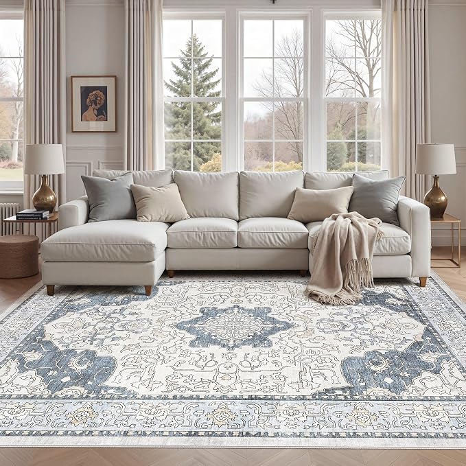 cotiled 8x10 Area Rug Machine Washable Vintage Carpet by COTILED