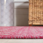 JONATHAN Y Moroccan Geometric Indoor Outdoor Area Rug 3X5 Fuchsia/Light Gray - Image 7