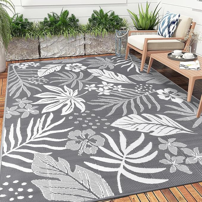 Pauwer Waterproof Outdoor Rug 8x10, Reversible Plastic Straw Patio Camping Rug - Image 8