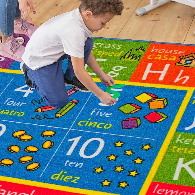 KC Cubs Bilingual Educational Kids Rug – English & Spanish ABC Alphabet - Image 7