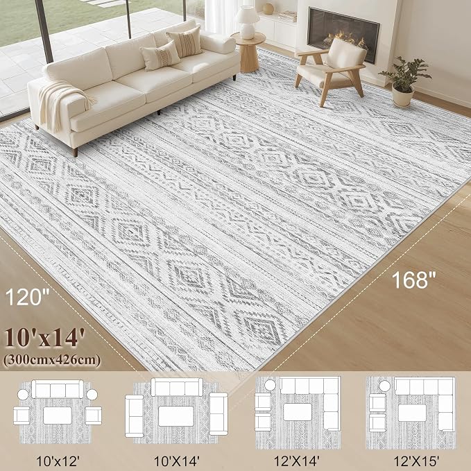 cotiled 10x14 Area Rugs Living Room Rug: Washable Boho Rugs - Image 2