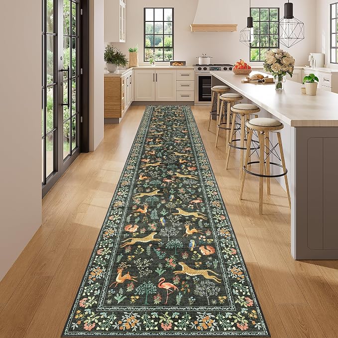 DUKINO 2x14 Runner Rug for Hallway, Vintage Non Slip Long Kitchen Rug - Image 3