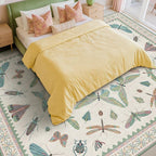 7x9 Green Butterfly Rugs for Kids Bedroom by HazoHaus