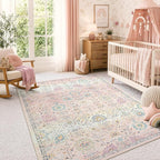 Lahome Pink Rug for Girls Bedroom 5x7, Soft Washable Floral Area Rug, Boho Non - Image 6