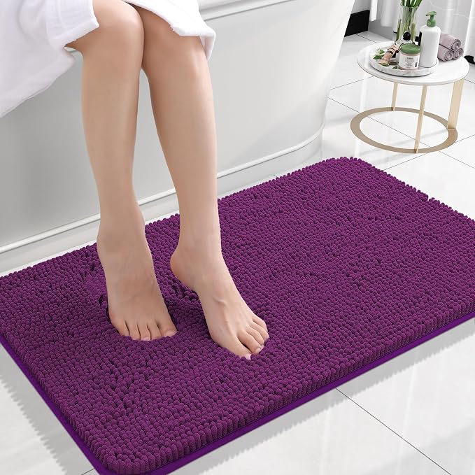 OLANLY Small Bathroom Rugs 24x16, Extra Soft Absorbent Chenille Bath Rugs by OLANLY