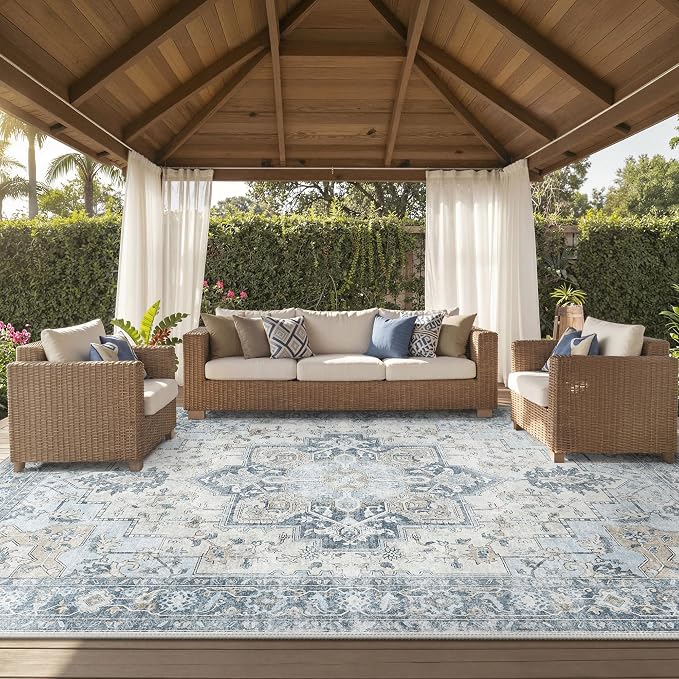 GENIMO Outdoor & Indoor Area Rug 10'x14', Waterproof, Non-Shedding, Easy by GENIMO