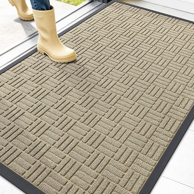 OLANLY Front Door Mat Outside Entrance 47x32, Heavy Duty Sturdy Natural Rubber by OLANLY