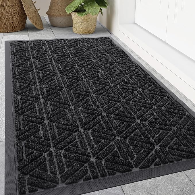 Smiry Front Door Mat Outside Entrance, Heavy Duty Sturdy Natural Rubber Doormat by Smiry
