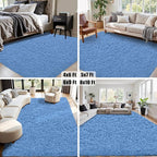 8x10 Area Rug for Living Room:Ultra Soft Fluffy Shag Navy Blue Rugs, Large - Image 7