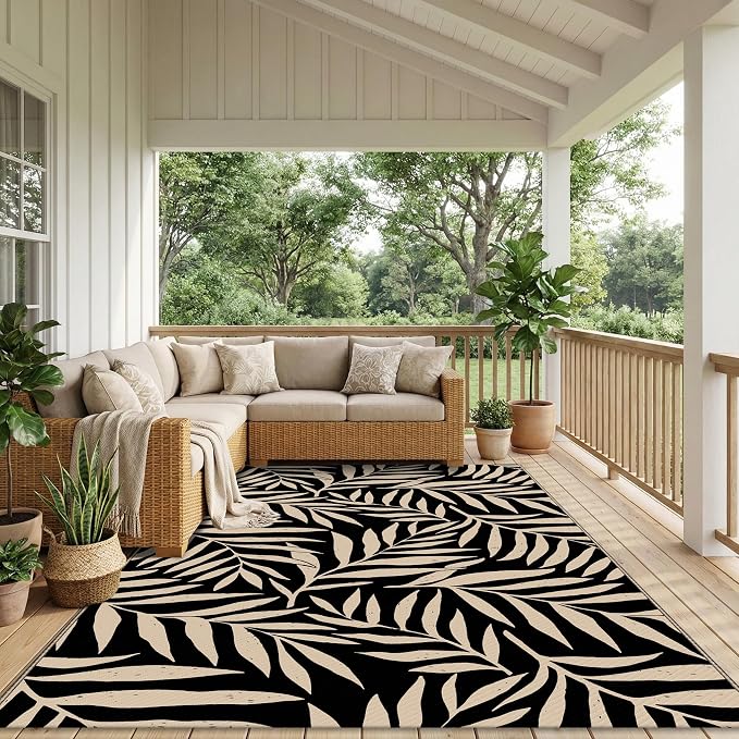 Smiry Outdoor Rug 5x8 ft, Waterproof Reversible Plastic Straw Rugs, Outdoor - Image 6