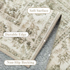 Neutral Kitchen Rug Set of 3 Washable Taupe Vintage Kitchen Mats - Image 6