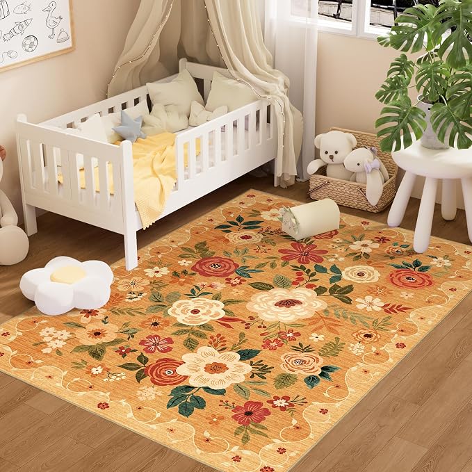 DUKINO 3x5 Area Rug, Floral Rugs by DUKINO