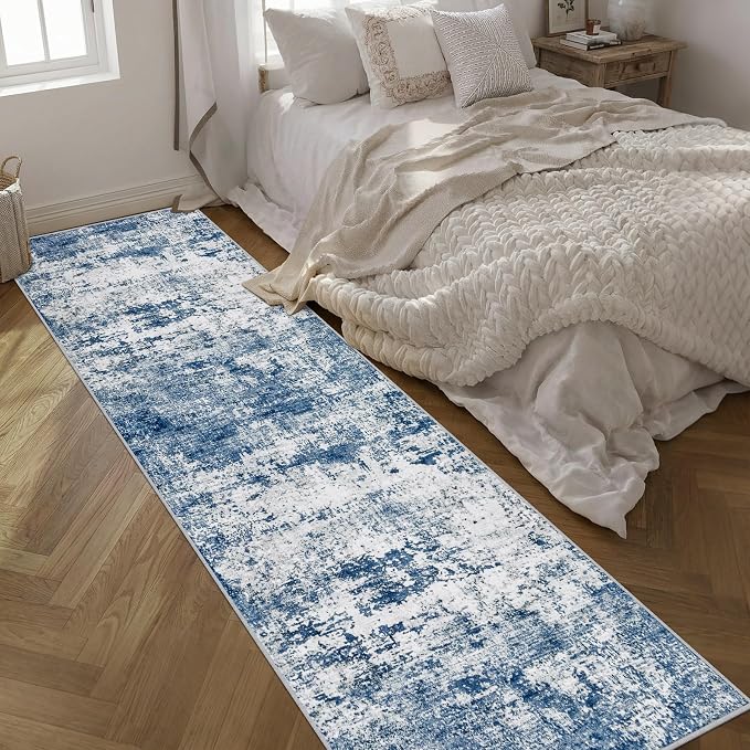 Washable Area Rug 3x14 Entryway Rug: Washable Modern Abstract Soft Thin Rug - Image 2