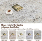 6x9 Area Rugs for Living Room:Beige Washable Vintage Medallion Carpet Non-Slip - Image 9