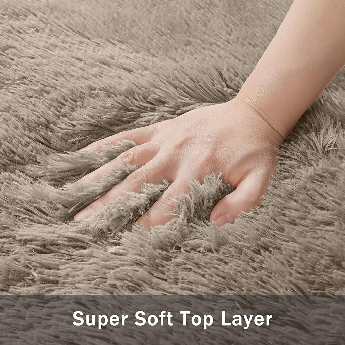 6x9 Area Rug for Living Room:Ultra Soft Fluffy Shag Grey Camel Rugs, Large - Image 8