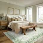 Sage Green Area Rugs 10x12 for Living Room Boho Washable Extra Large Floral - Image 2