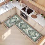 Boho Kitchen Mats for Floor 2 Piece Set Anti Fatigue Cushioned PVC Kitchen Rugs - Image 2